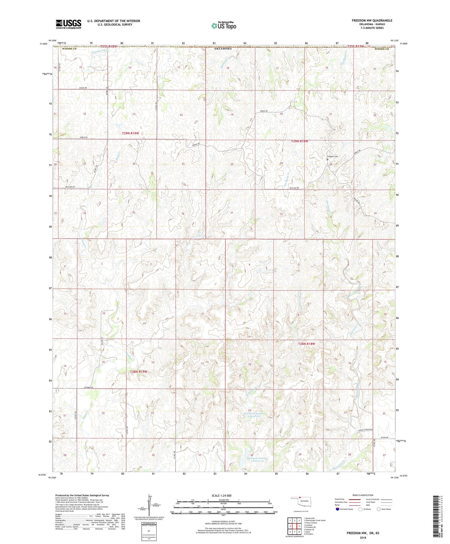 Freedom NW Oklahoma US Topo Map Image