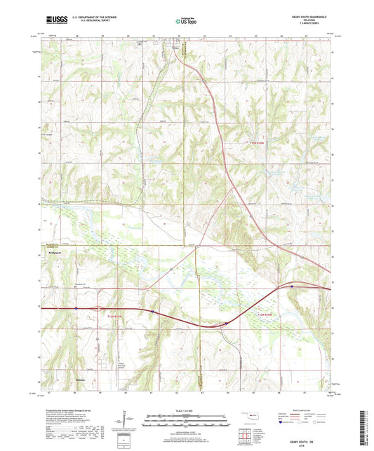 Geary South Oklahoma US Topo Map Image