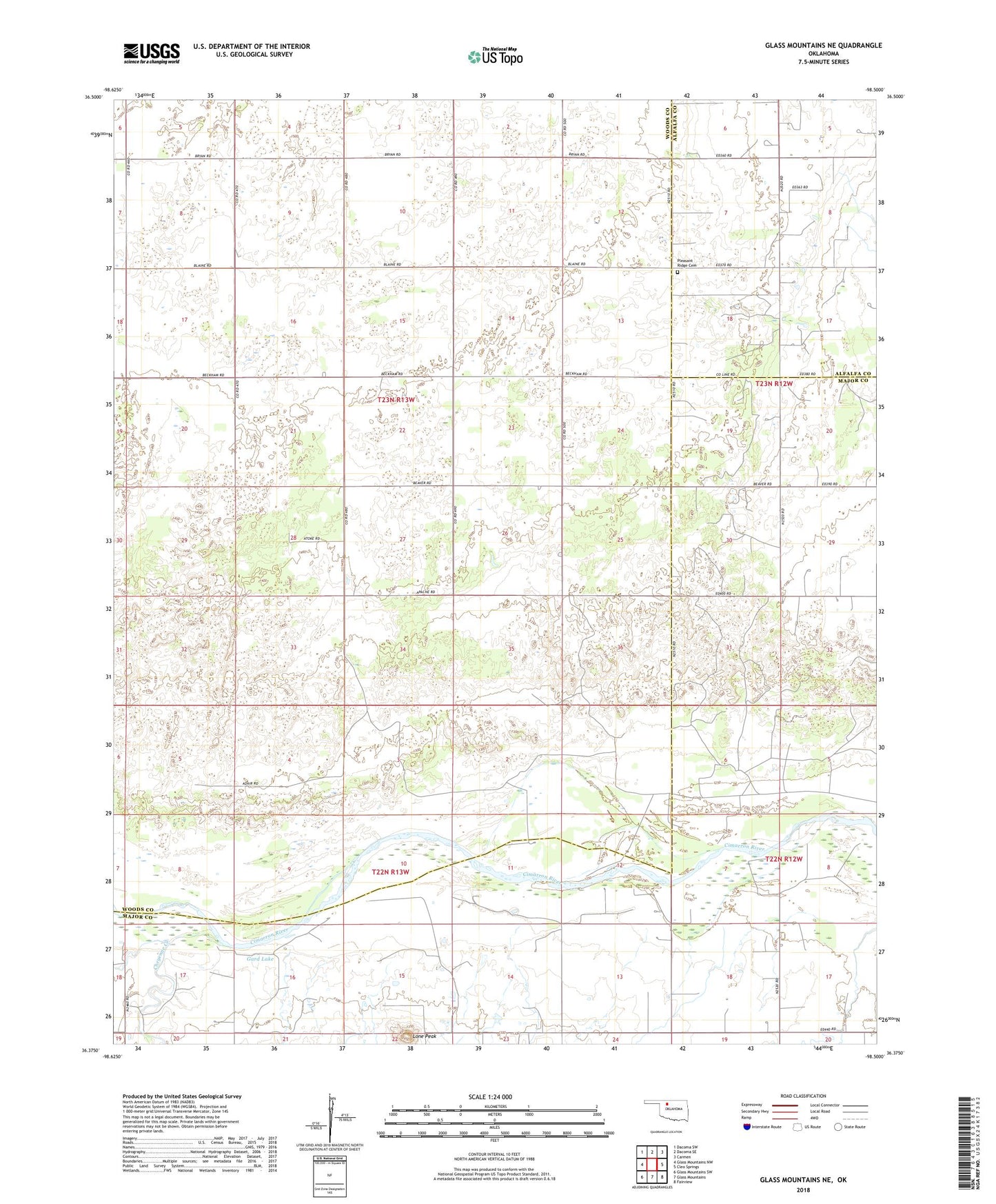 Glass Mountains NE Oklahoma US Topo Map Image