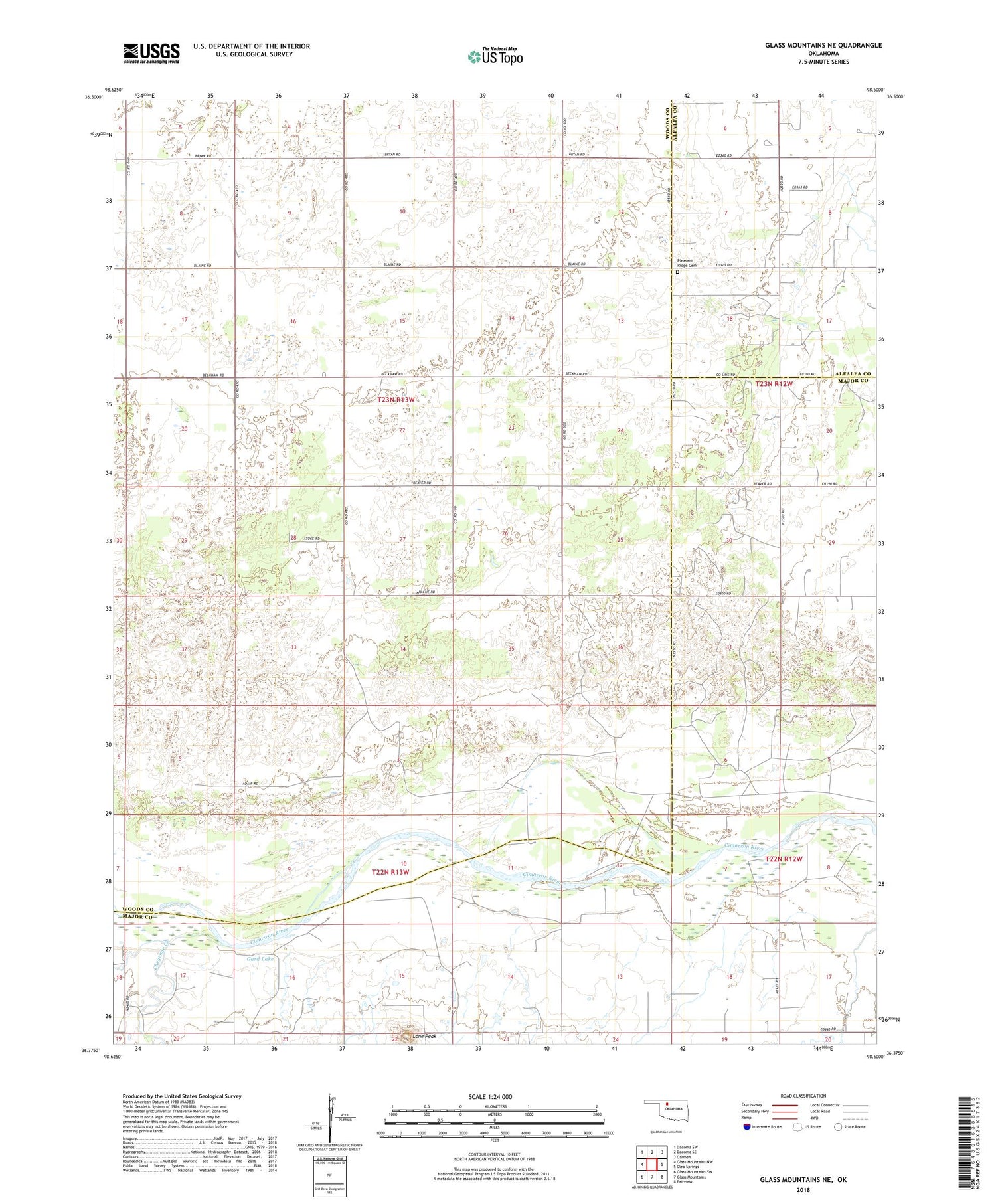 Glass Mountains NE Oklahoma US Topo Map Image
