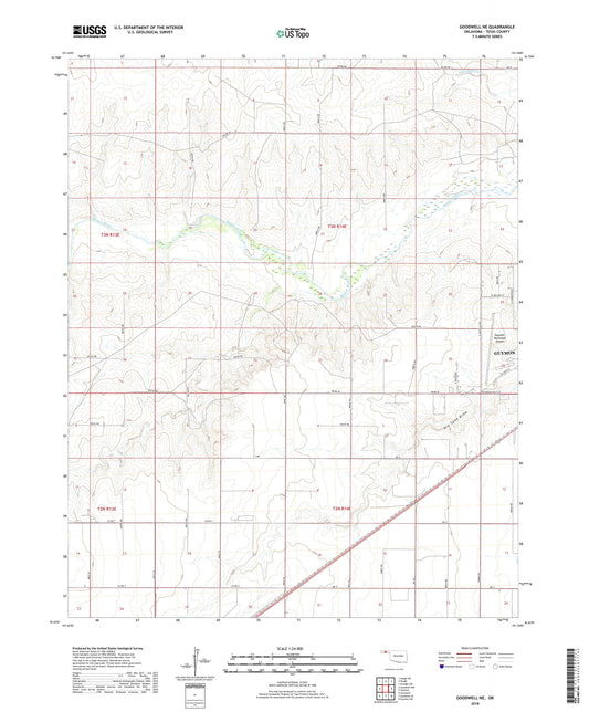 Goodwell NE Oklahoma US Topo Map Image