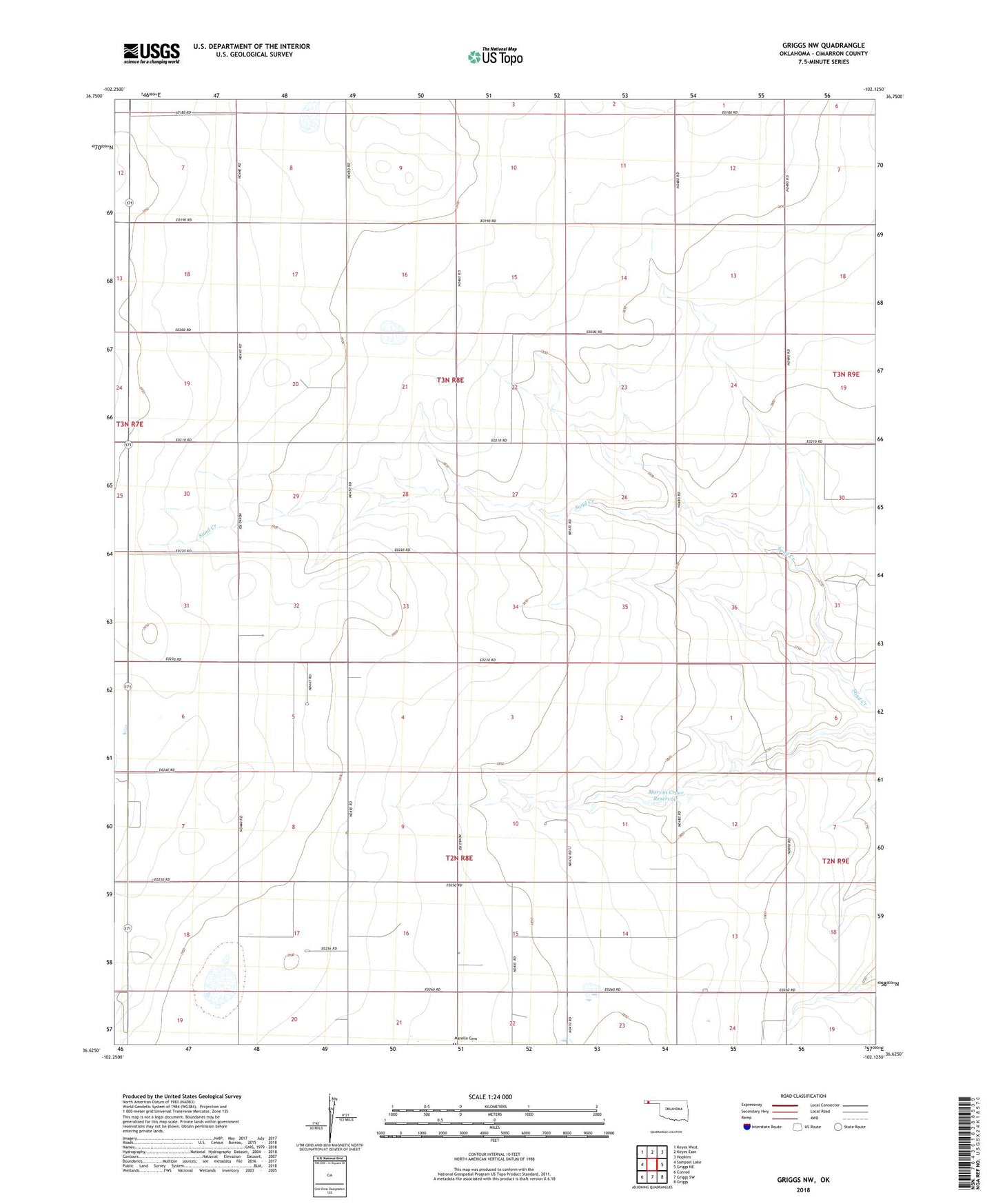 Griggs NW Oklahoma US Topo Map Image