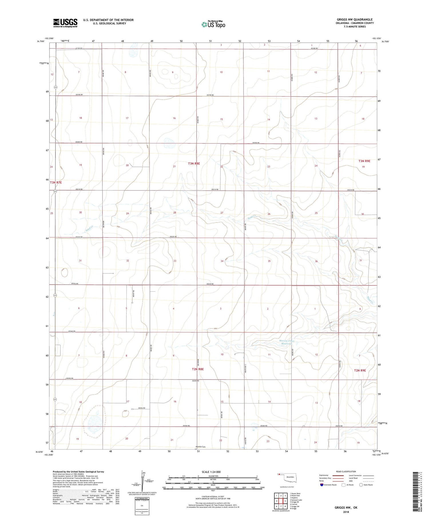 Griggs NW Oklahoma US Topo Map Image