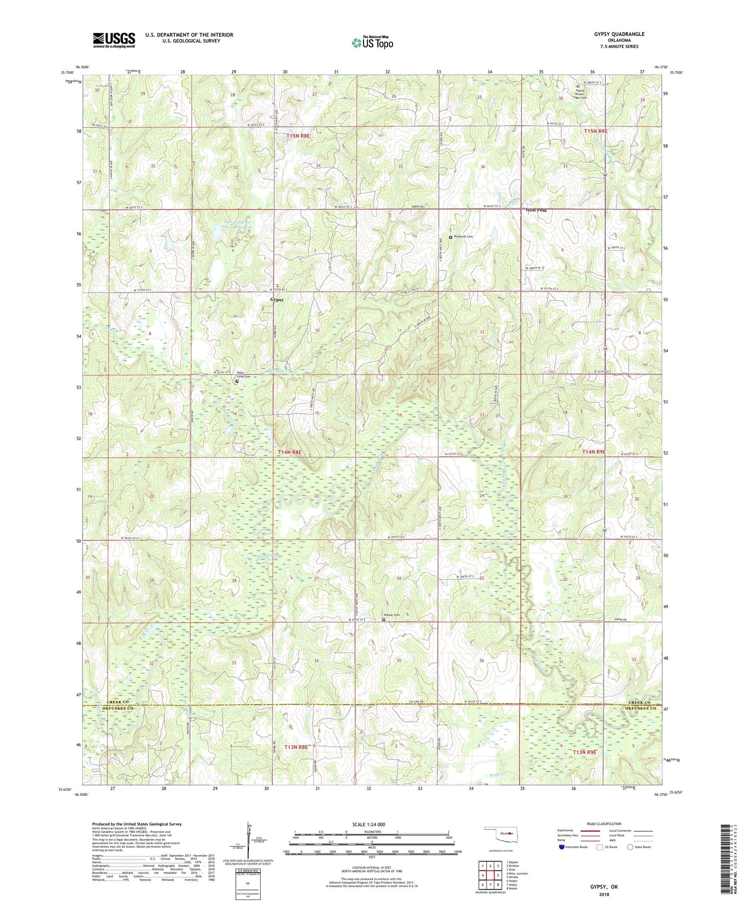 Gypsy Oklahoma US Topo Map Image