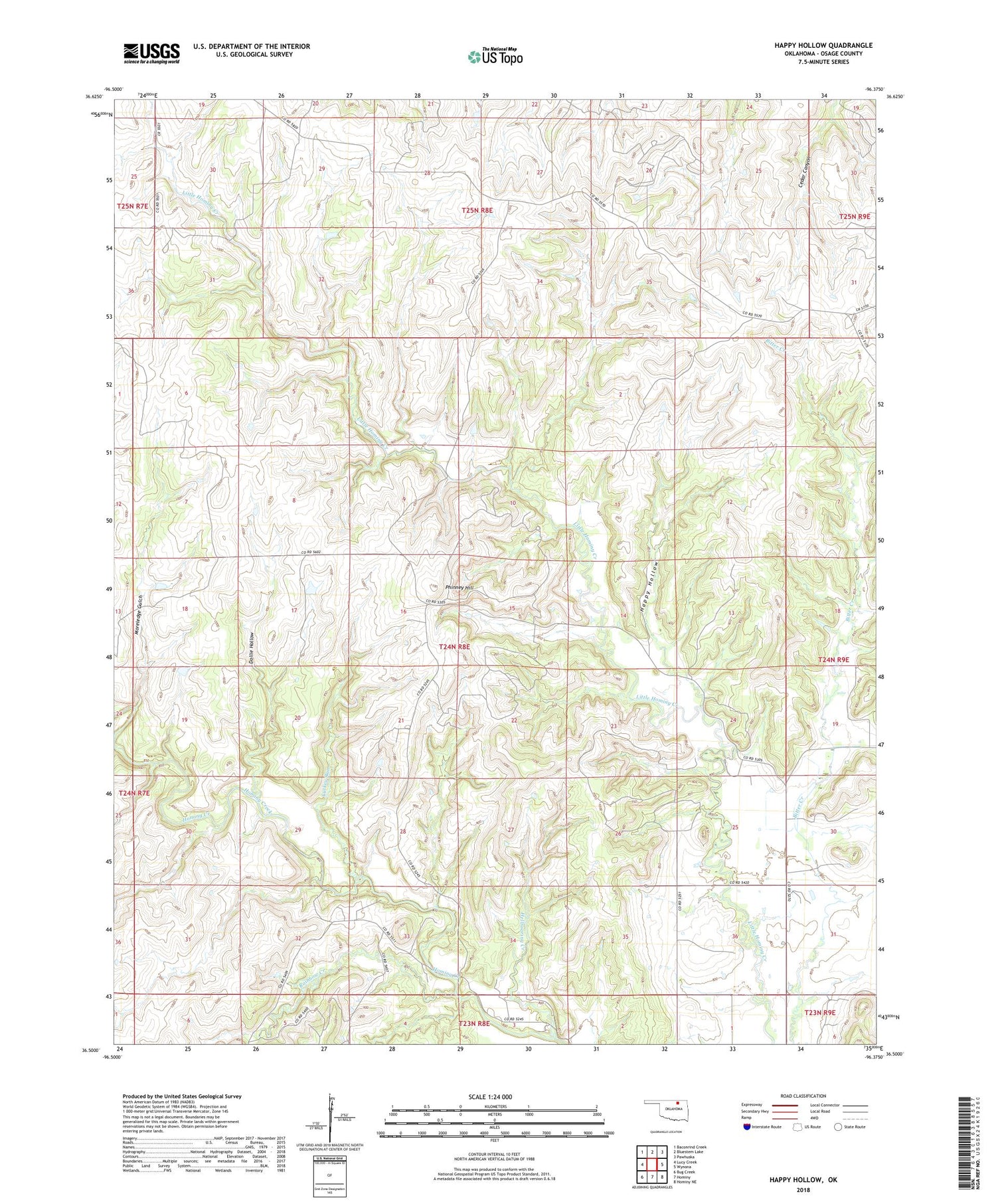 Happy Hollow Oklahoma US Topo Map Image