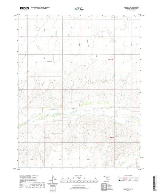 Hardesty NE Oklahoma US Topo Map Image