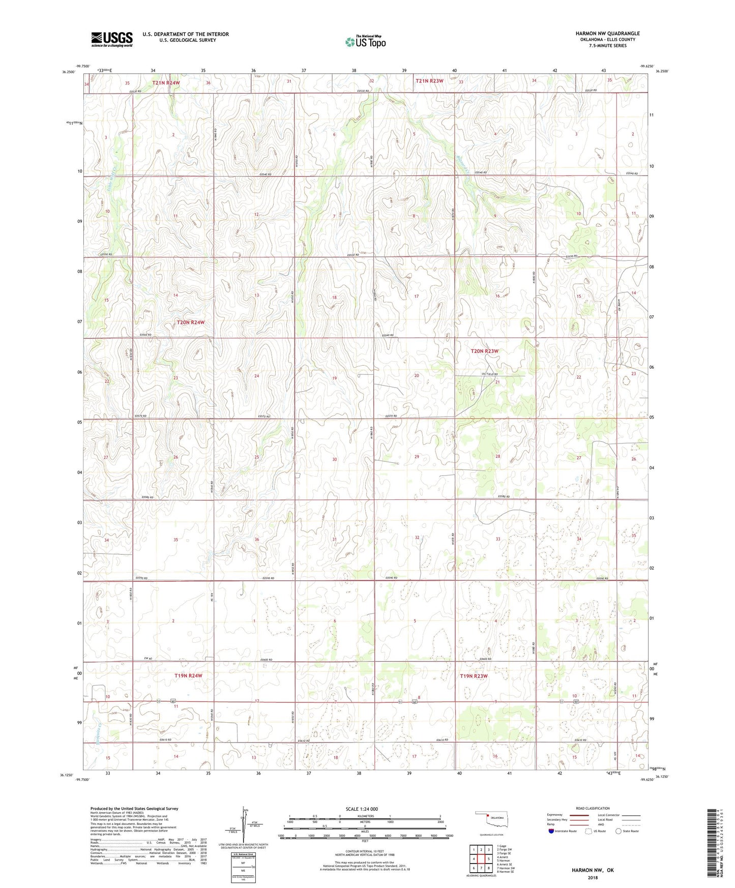 Harmon NW Oklahoma US Topo Map Image
