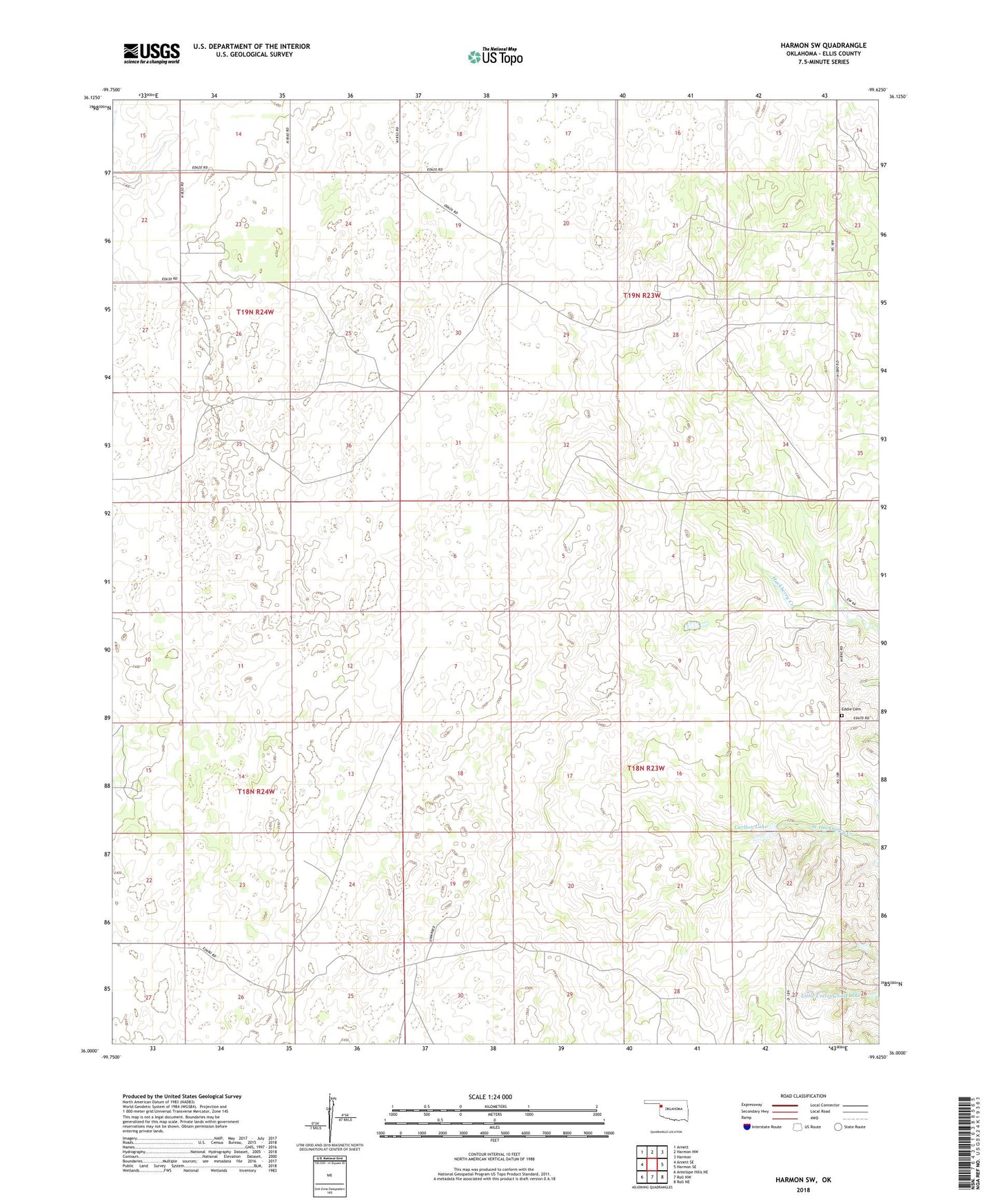 Harmon SW Oklahoma US Topo Map Image