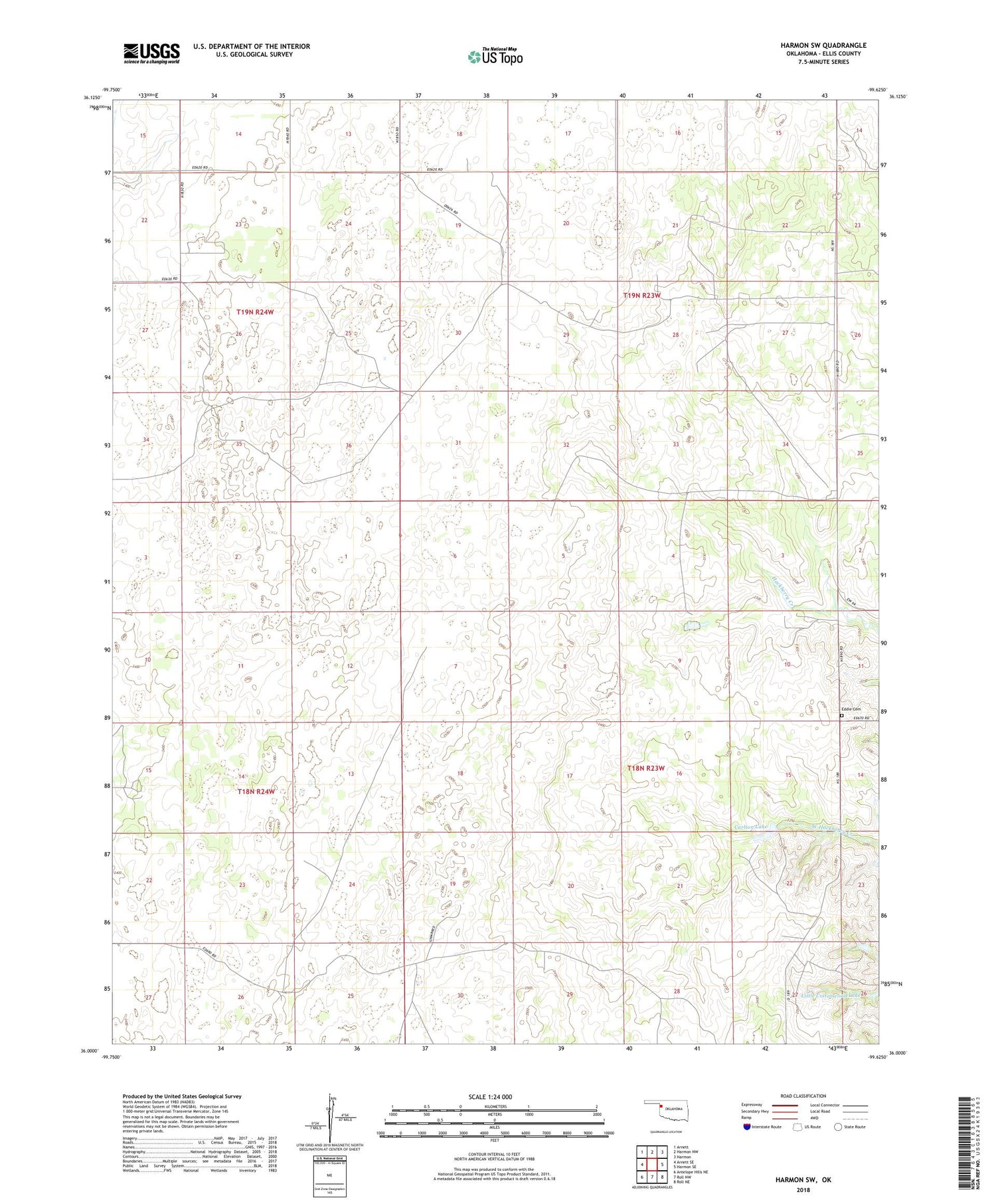 Harmon SW Oklahoma US Topo Map Image
