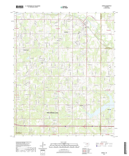 Harrah Oklahoma US Topo Map Image