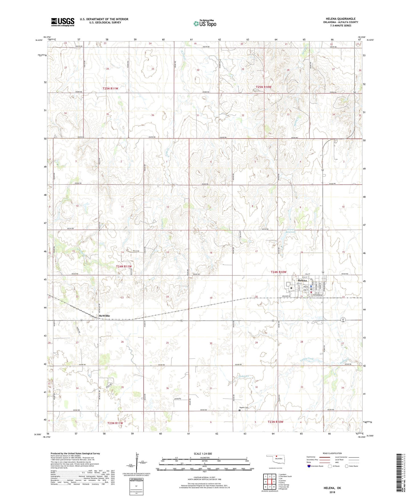 Helena Oklahoma US Topo Map Image