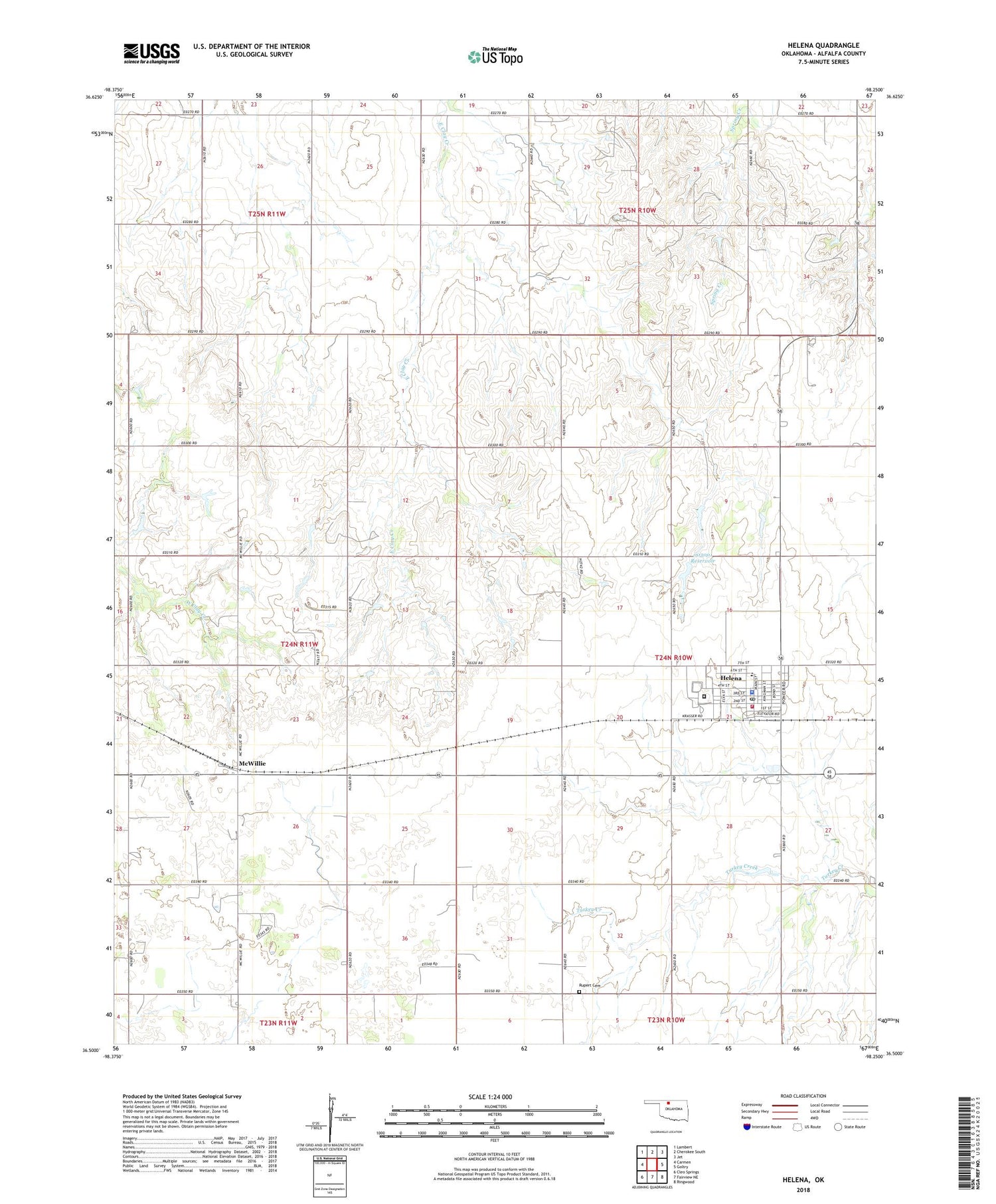Helena Oklahoma US Topo Map Image