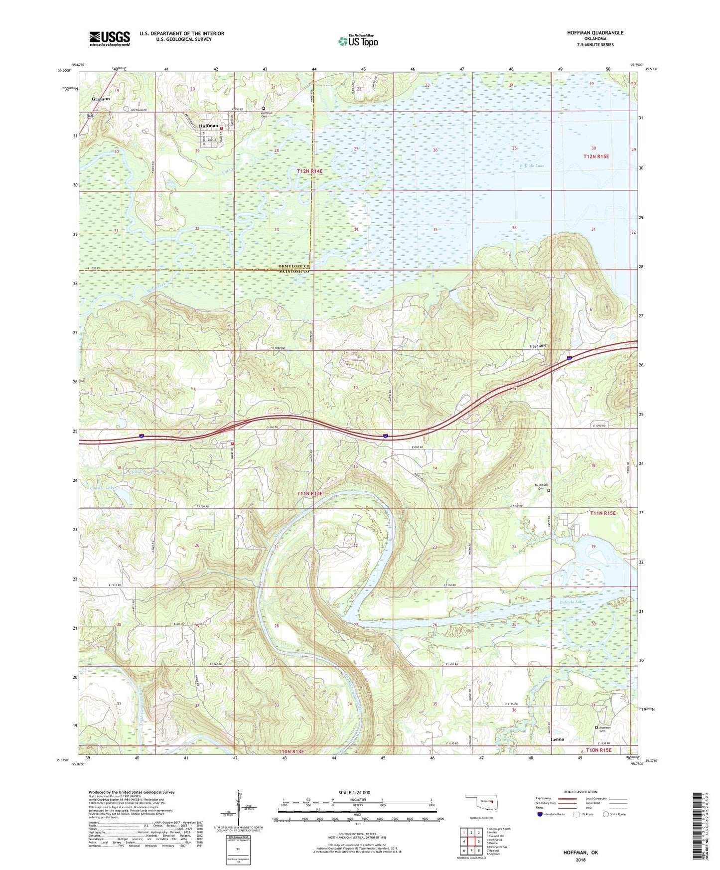 Hoffman Oklahoma US Topo Map Image