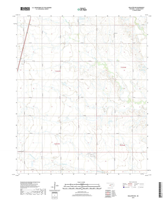 Hollister NW Oklahoma US Topo Map Image