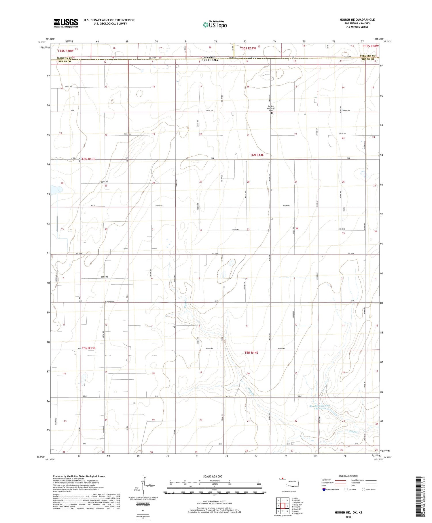 Hough NE Oklahoma US Topo Map Image