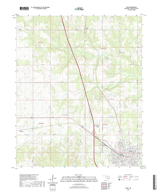 Hugo Oklahoma US Topo Map Image