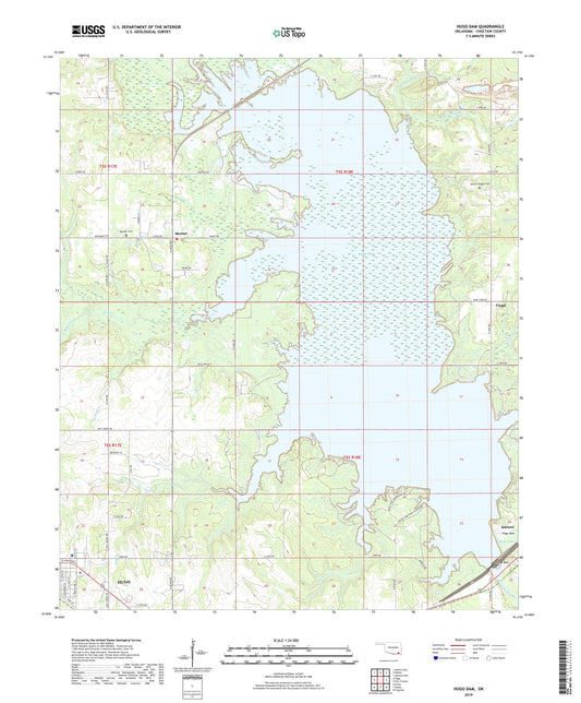 Hugo Dam Oklahoma US Topo Map Image