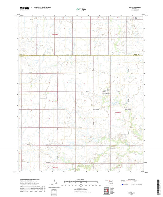 Hunter Oklahoma US Topo Map Image