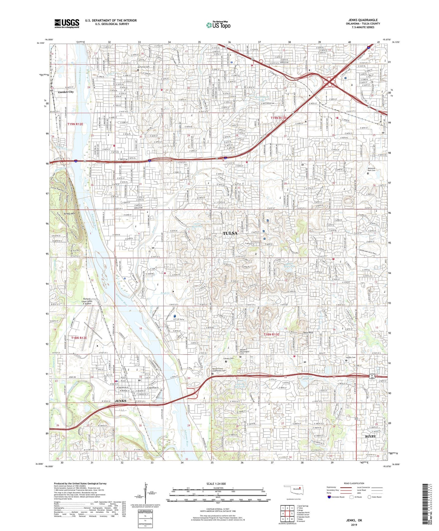 Jenks Oklahoma US Topo Map Image