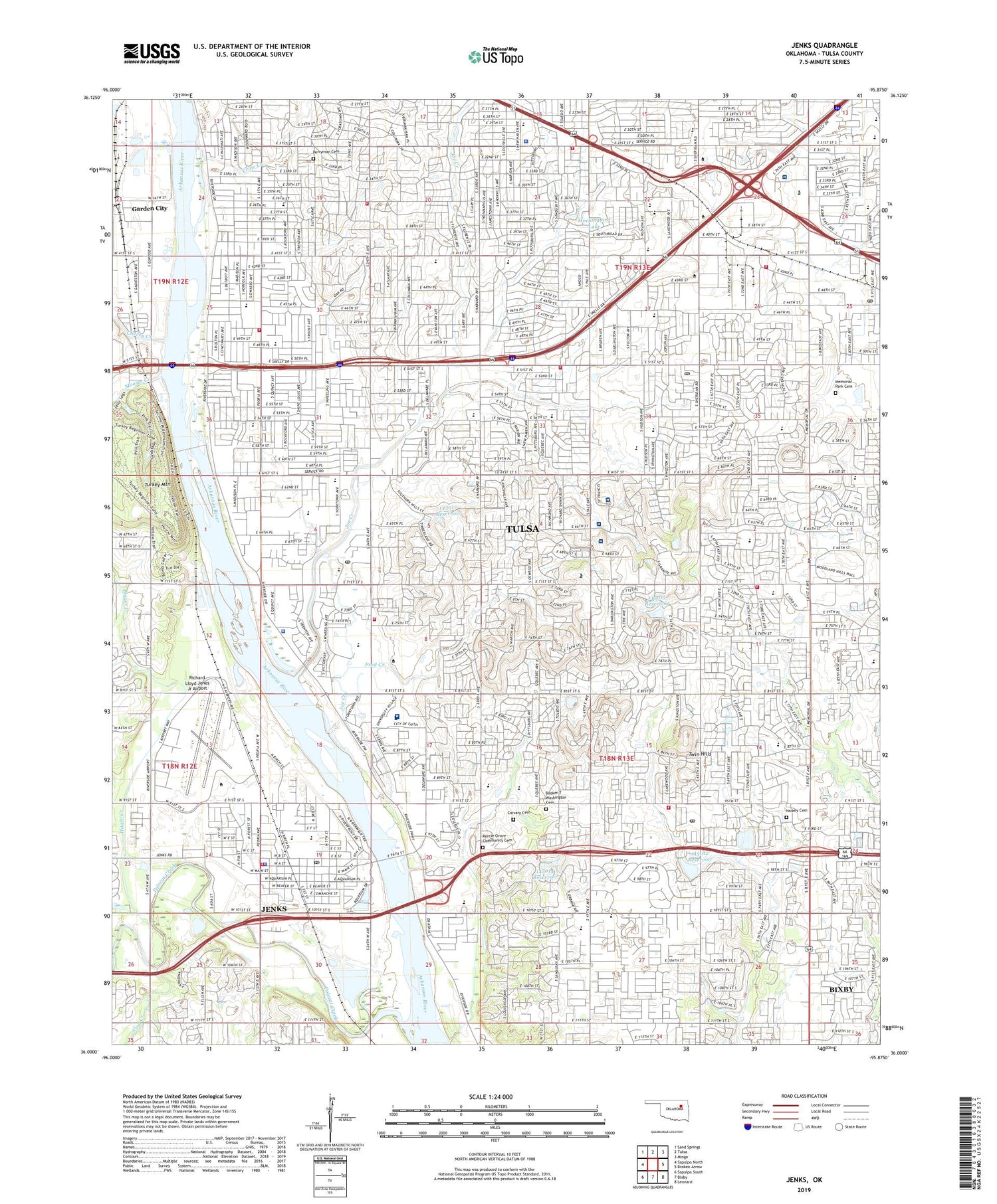 Jenks Oklahoma US Topo Map Image