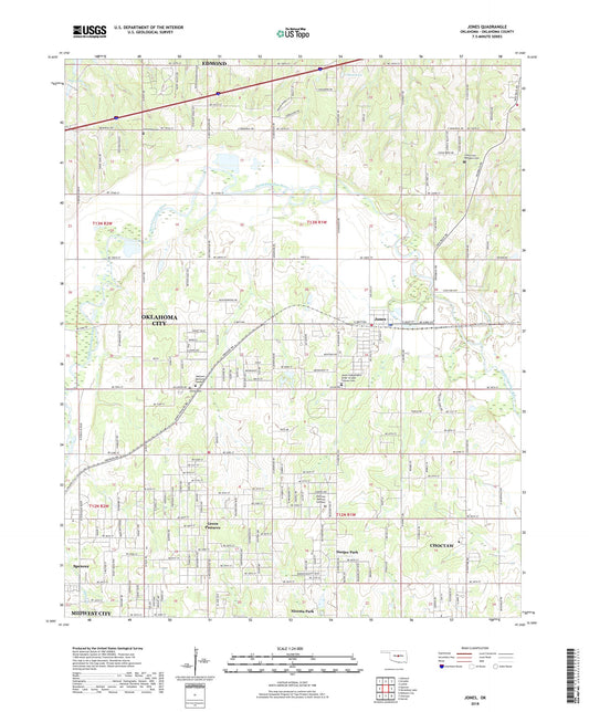 Jones Oklahoma US Topo Map Image