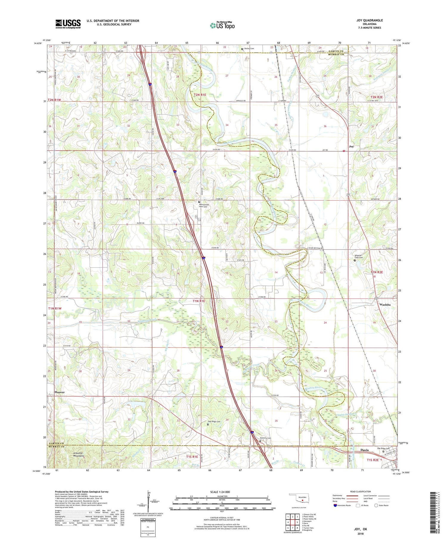 Joy Oklahoma US Topo Map Image