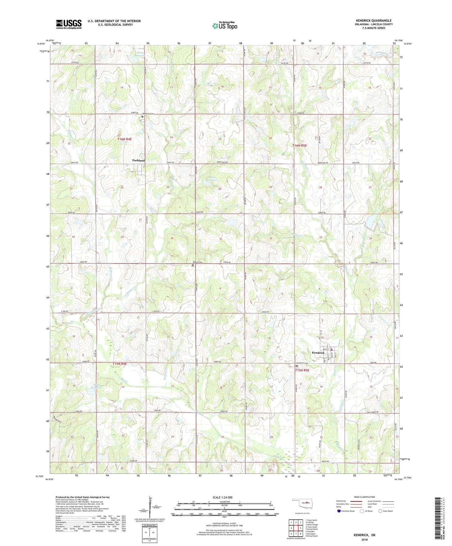 Kendrick Oklahoma US Topo Map Image