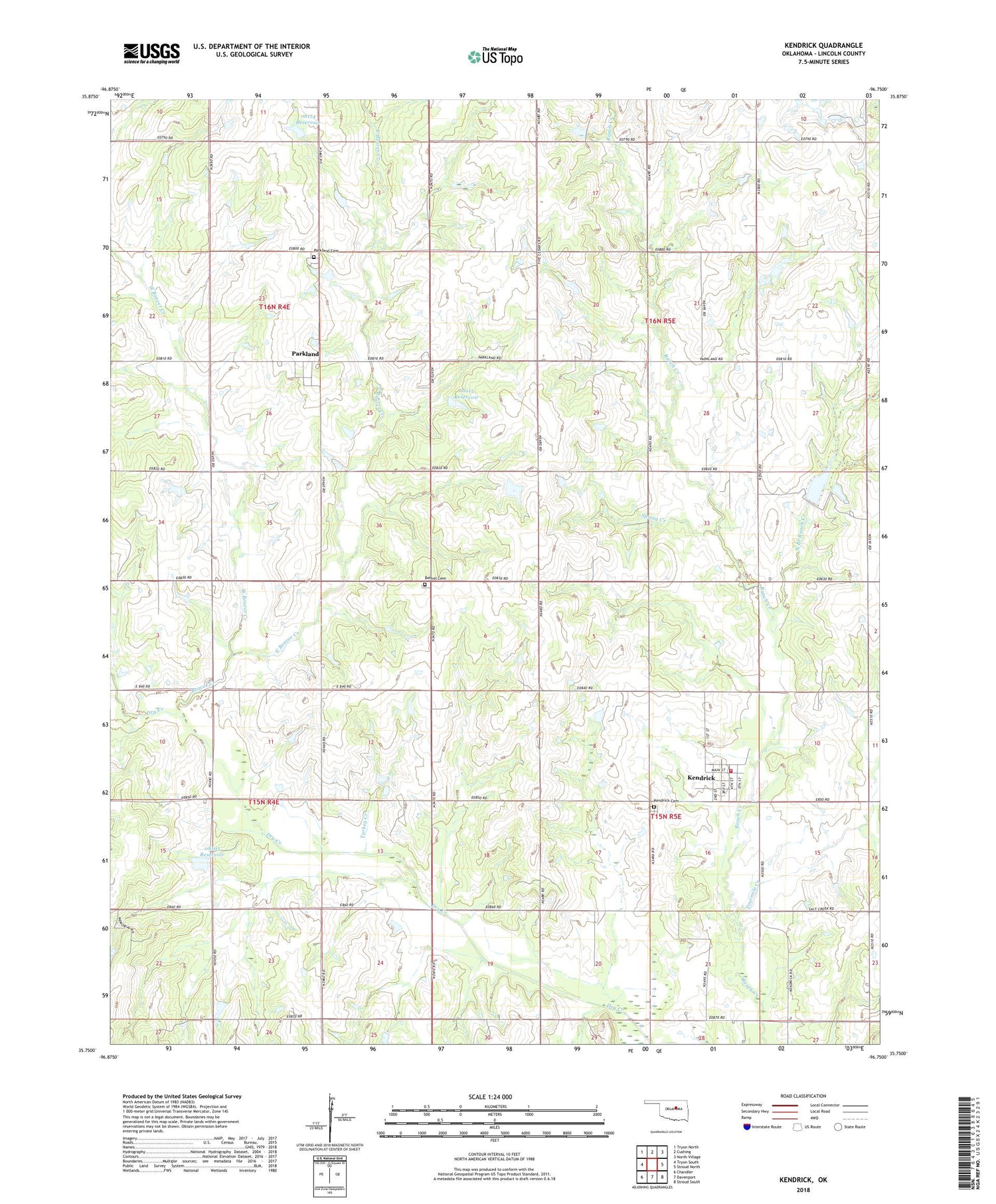 Kendrick Oklahoma US Topo Map Image