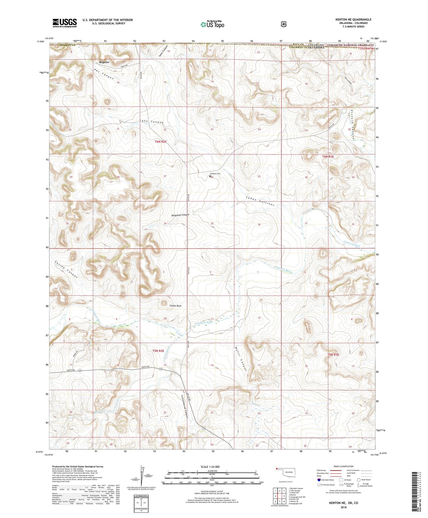 Kenton NE Oklahoma US Topo Map Image