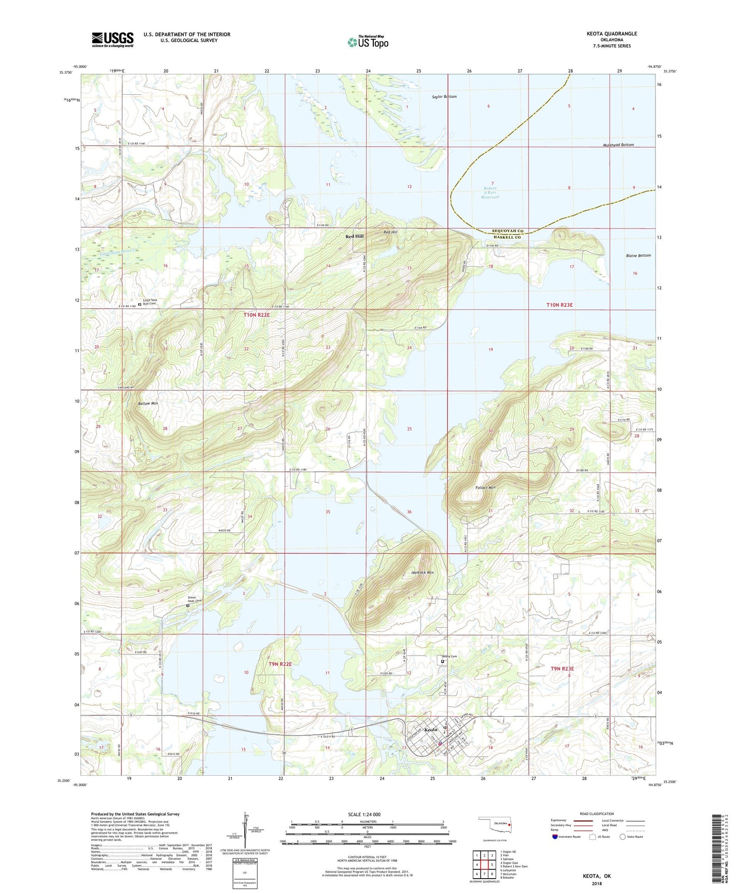 Keota Oklahoma US Topo Map Image