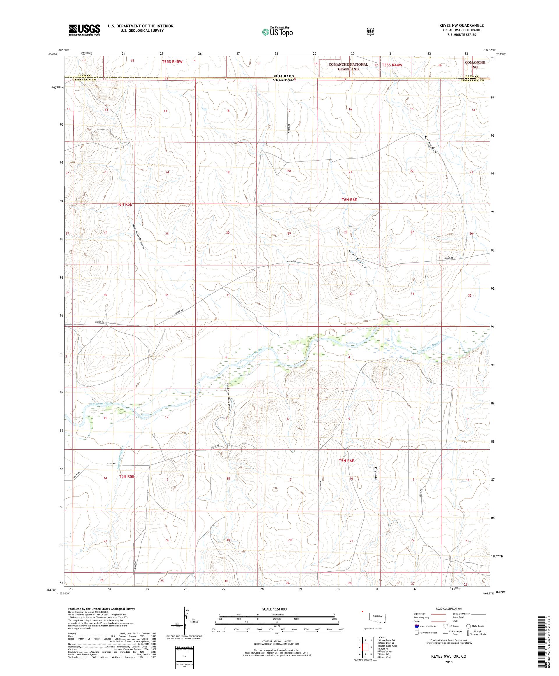 Keyes NW Oklahoma US Topo Map – MyTopo Map Store