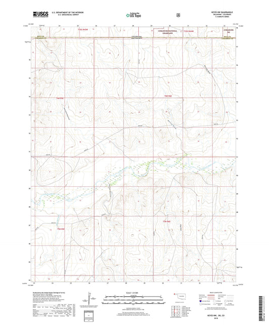 Keyes NW Oklahoma US Topo Map Image