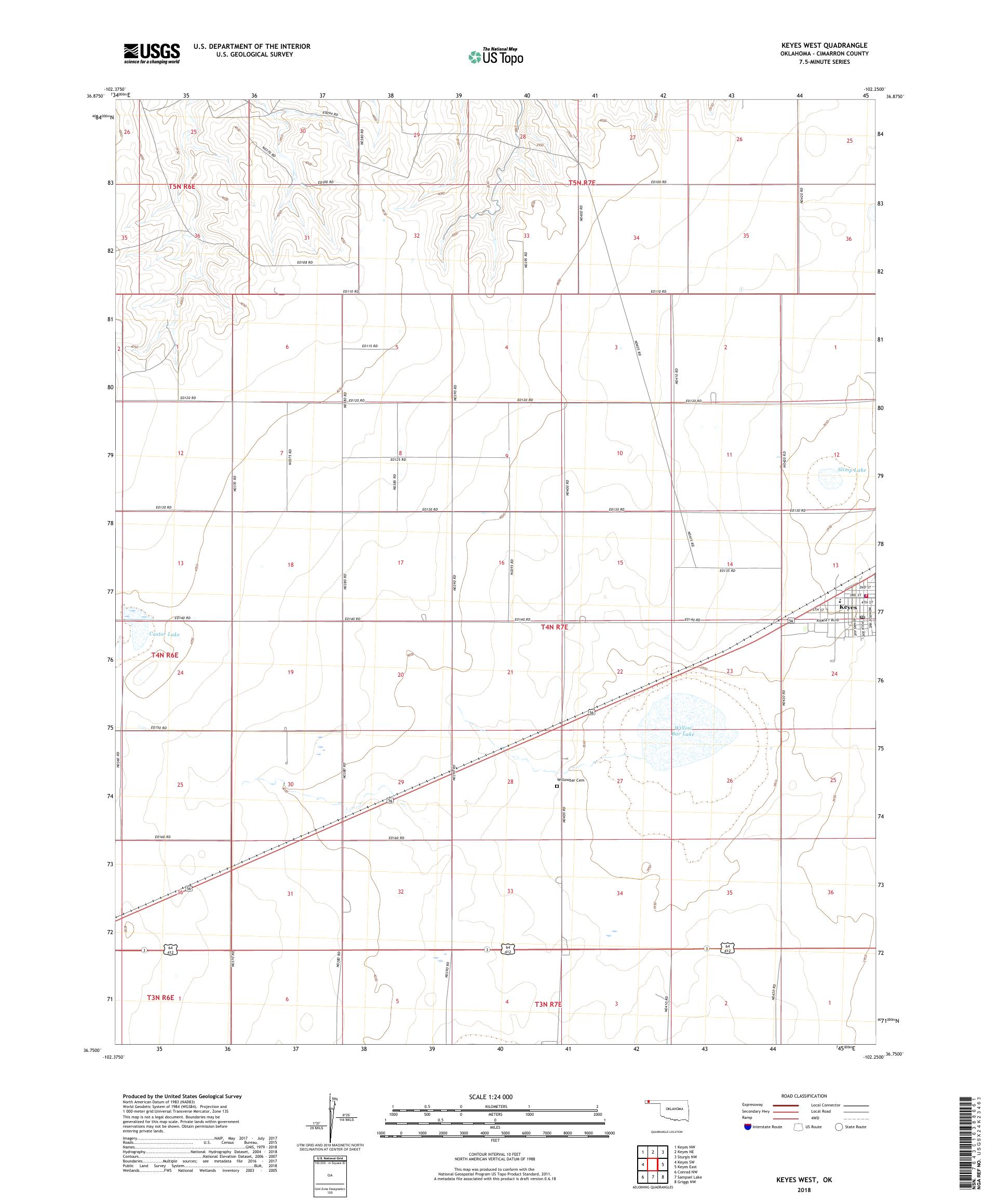Keyes West Oklahoma US Topo Map – MyTopo Map Store