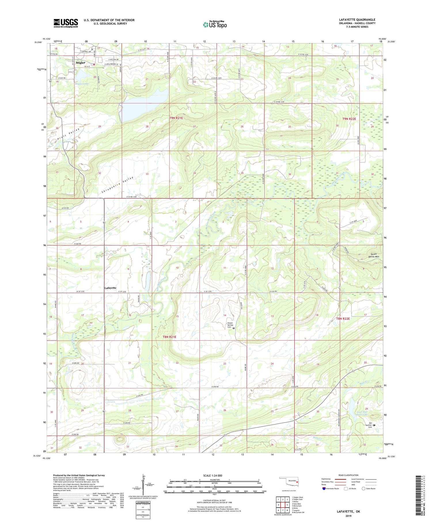 Lafayette Oklahoma US Topo Map Image