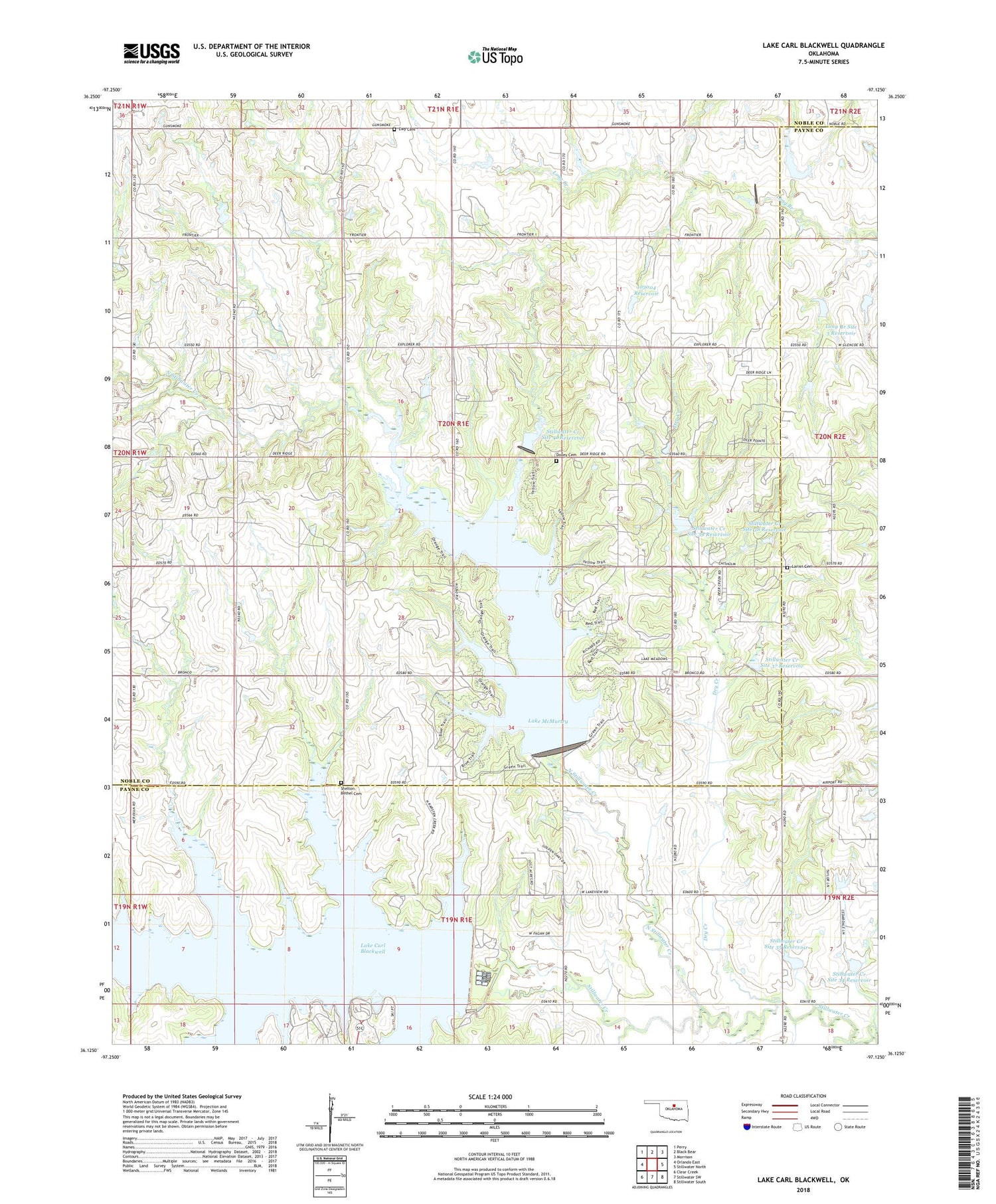 Lake Carl Blackwell Oklahoma US Topo Map Image