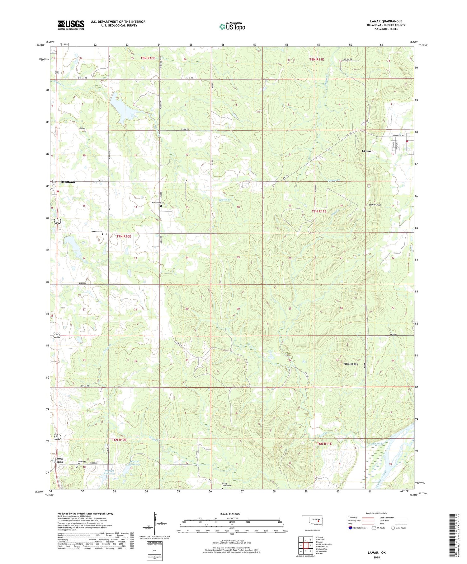 Lamar Oklahoma US Topo Map Image
