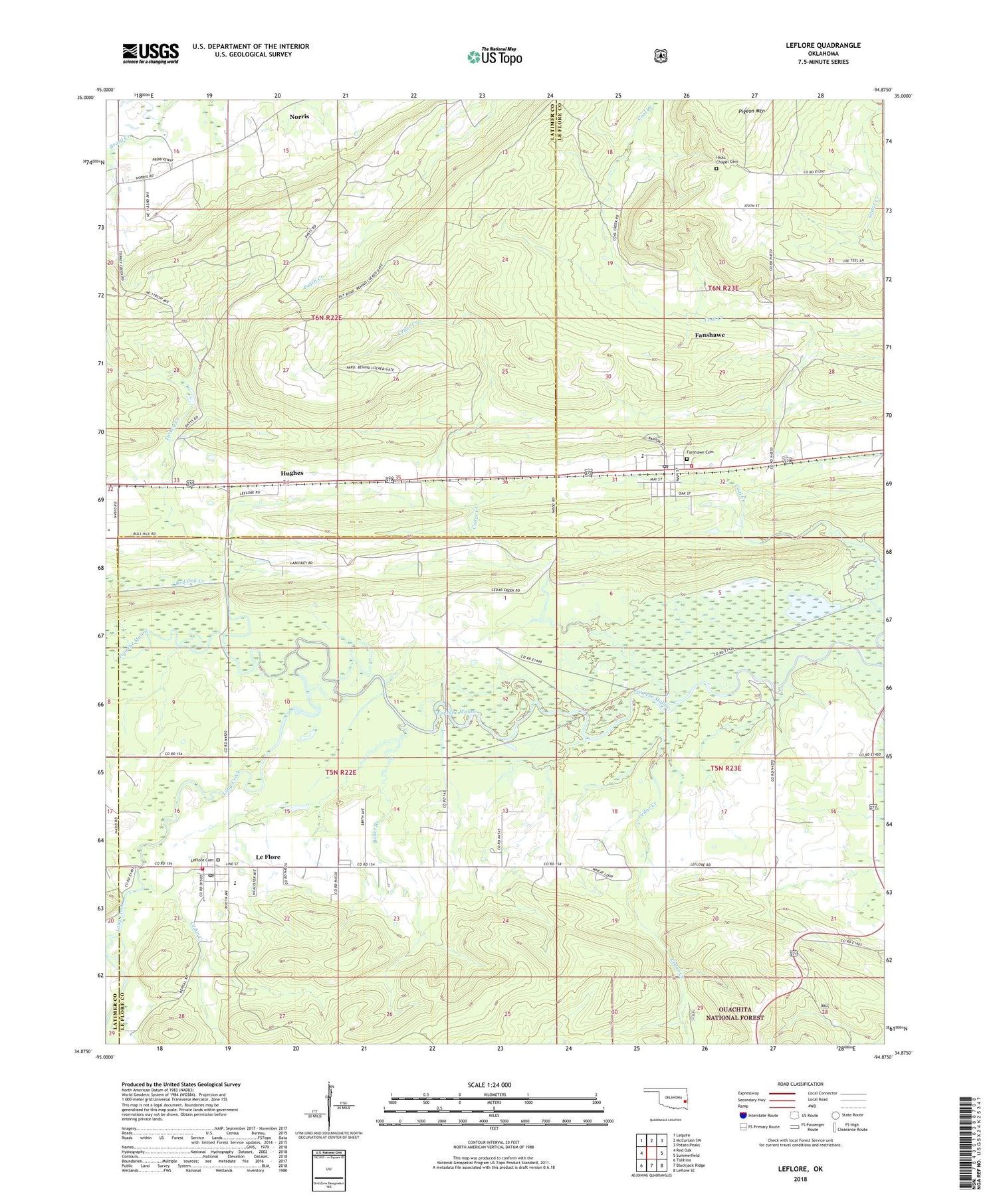 Leflore Oklahoma US Topo Map Image