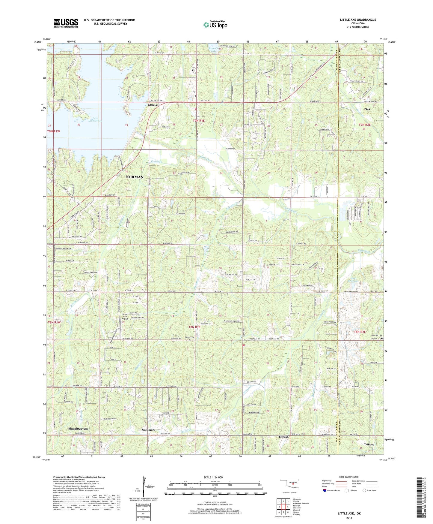 Little Axe Oklahoma US Topo Map Image