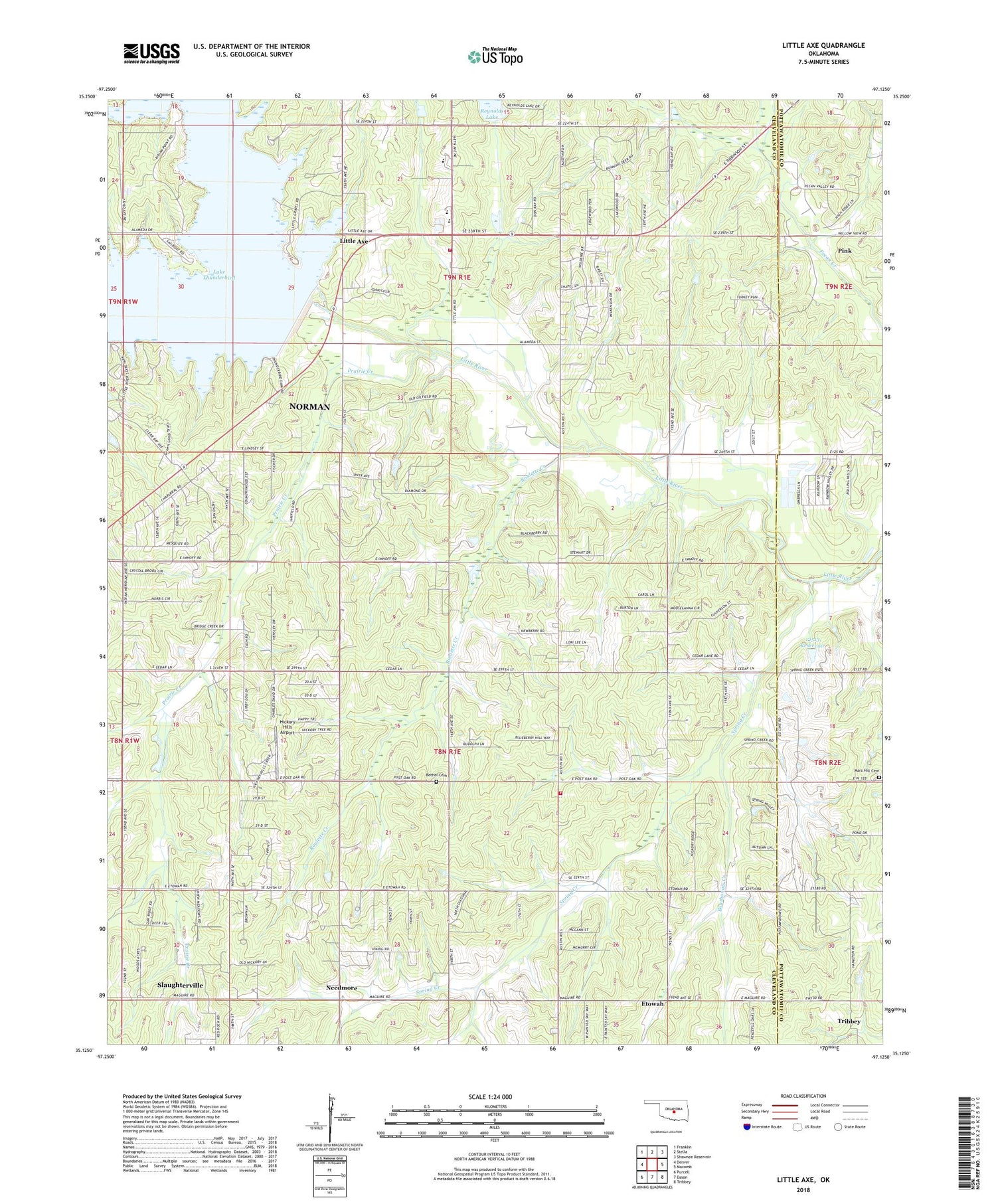 Little Axe Oklahoma US Topo Map Image