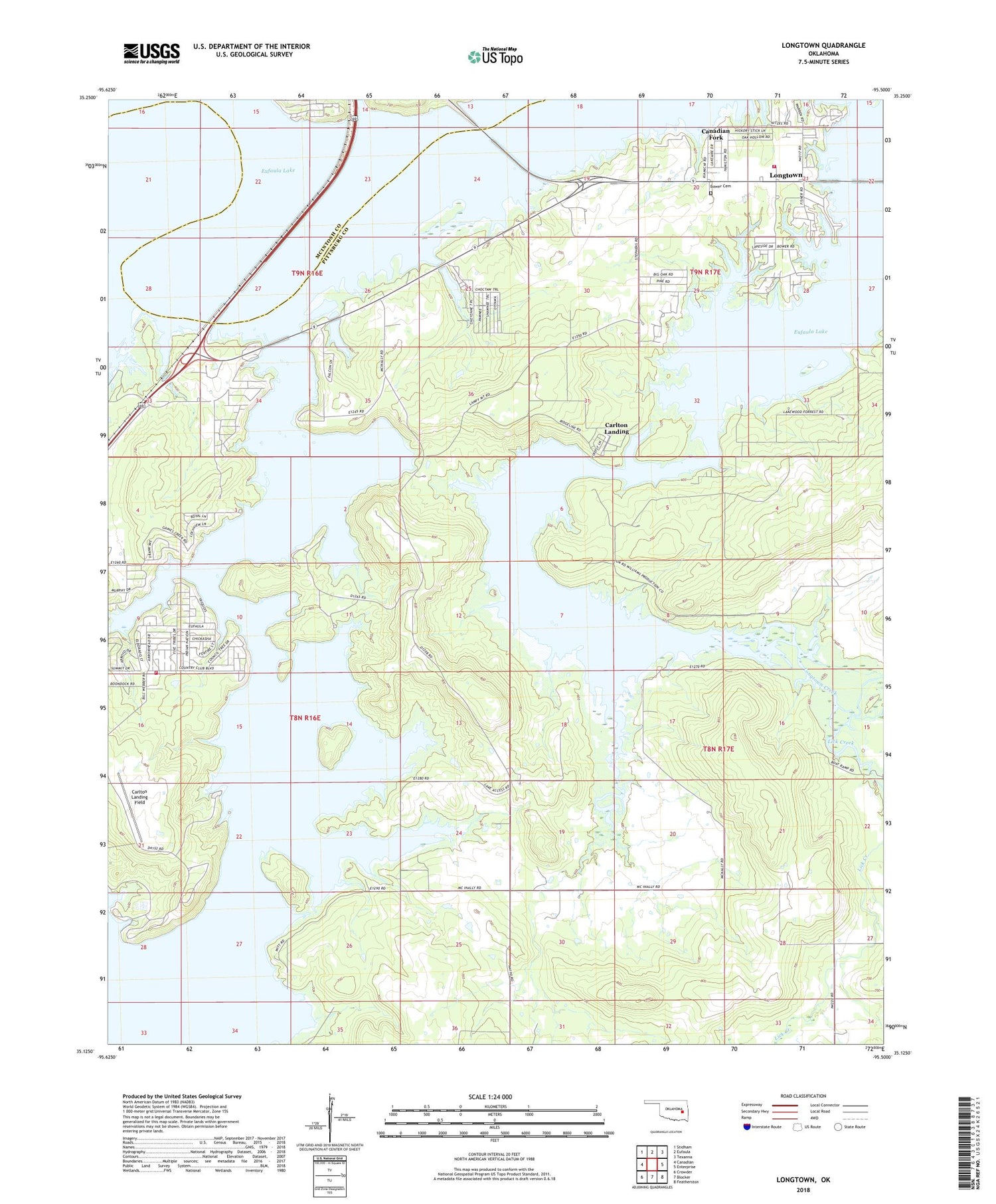 Longtown Oklahoma US Topo Map Image