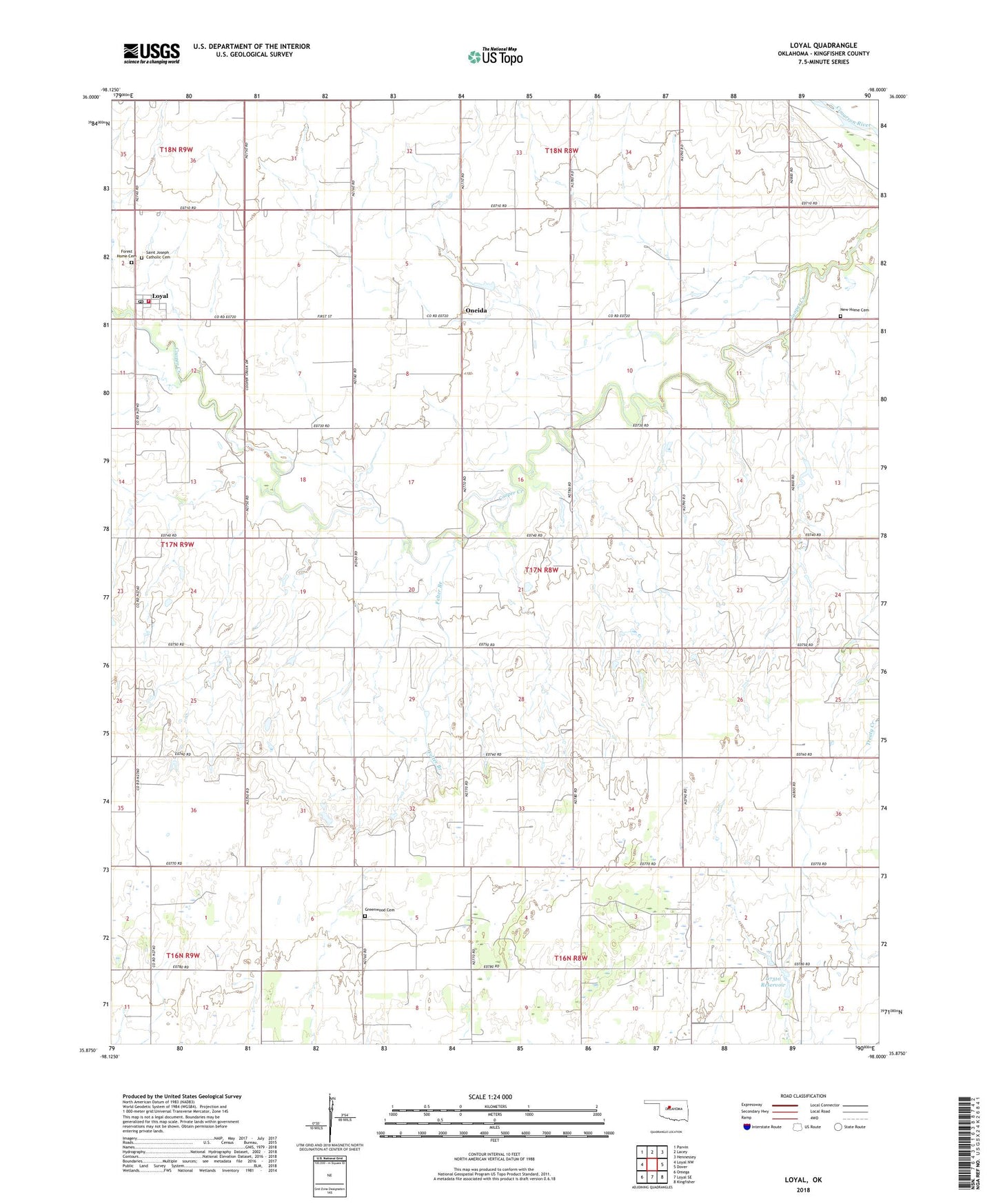Loyal Oklahoma US Topo Map Image