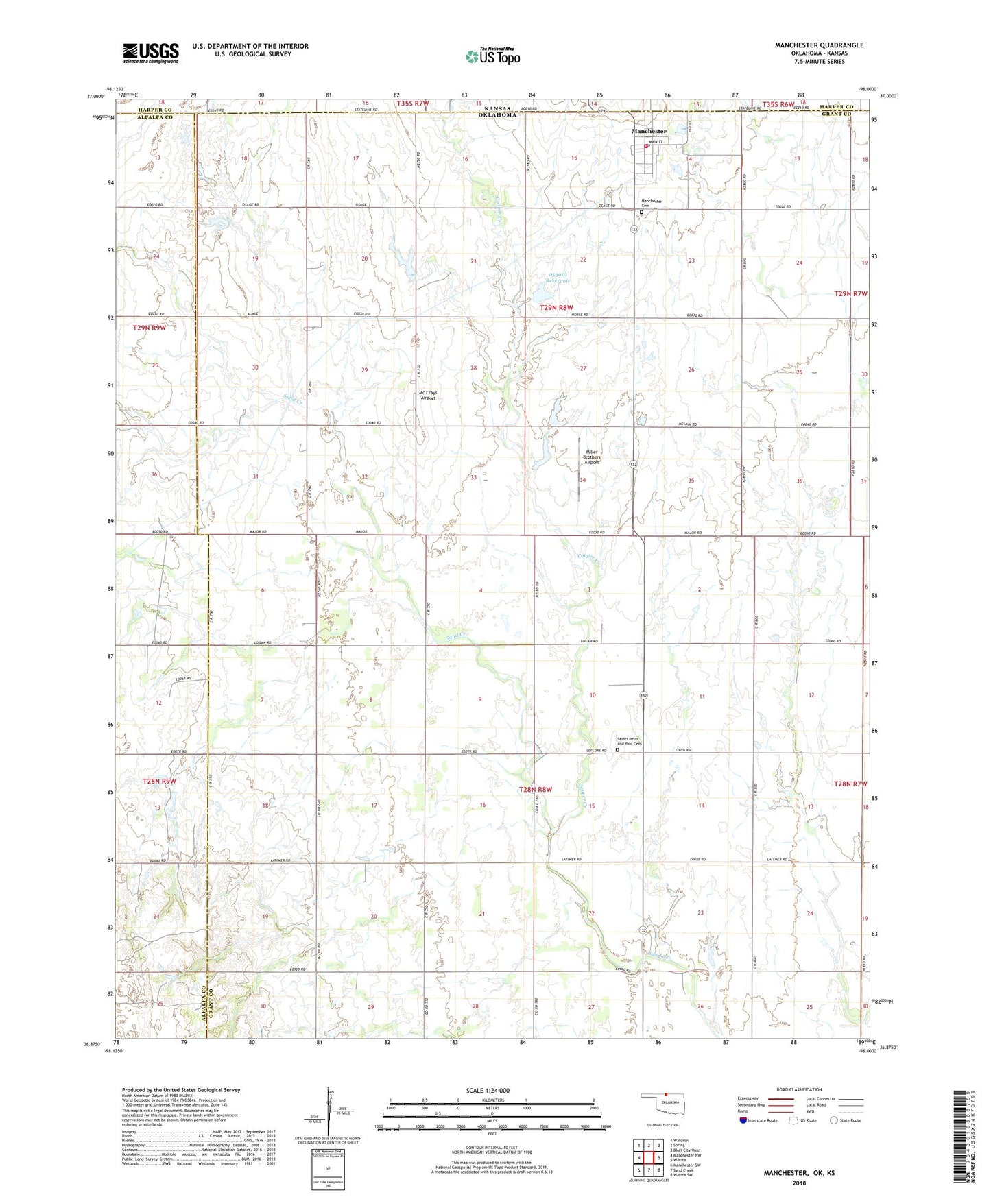 Manchester Oklahoma US Topo Map Image