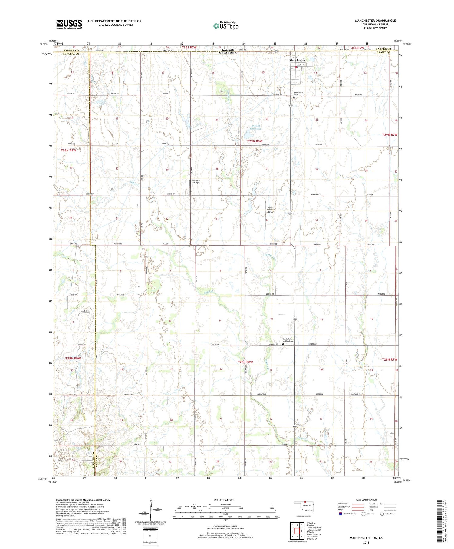 Manchester Oklahoma US Topo Map Image