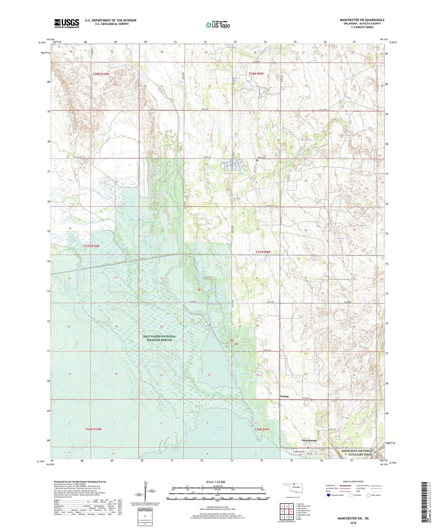 Manchester SW Oklahoma US Topo Map Image