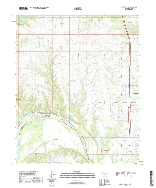Marietta West Oklahoma US Topo Map Image