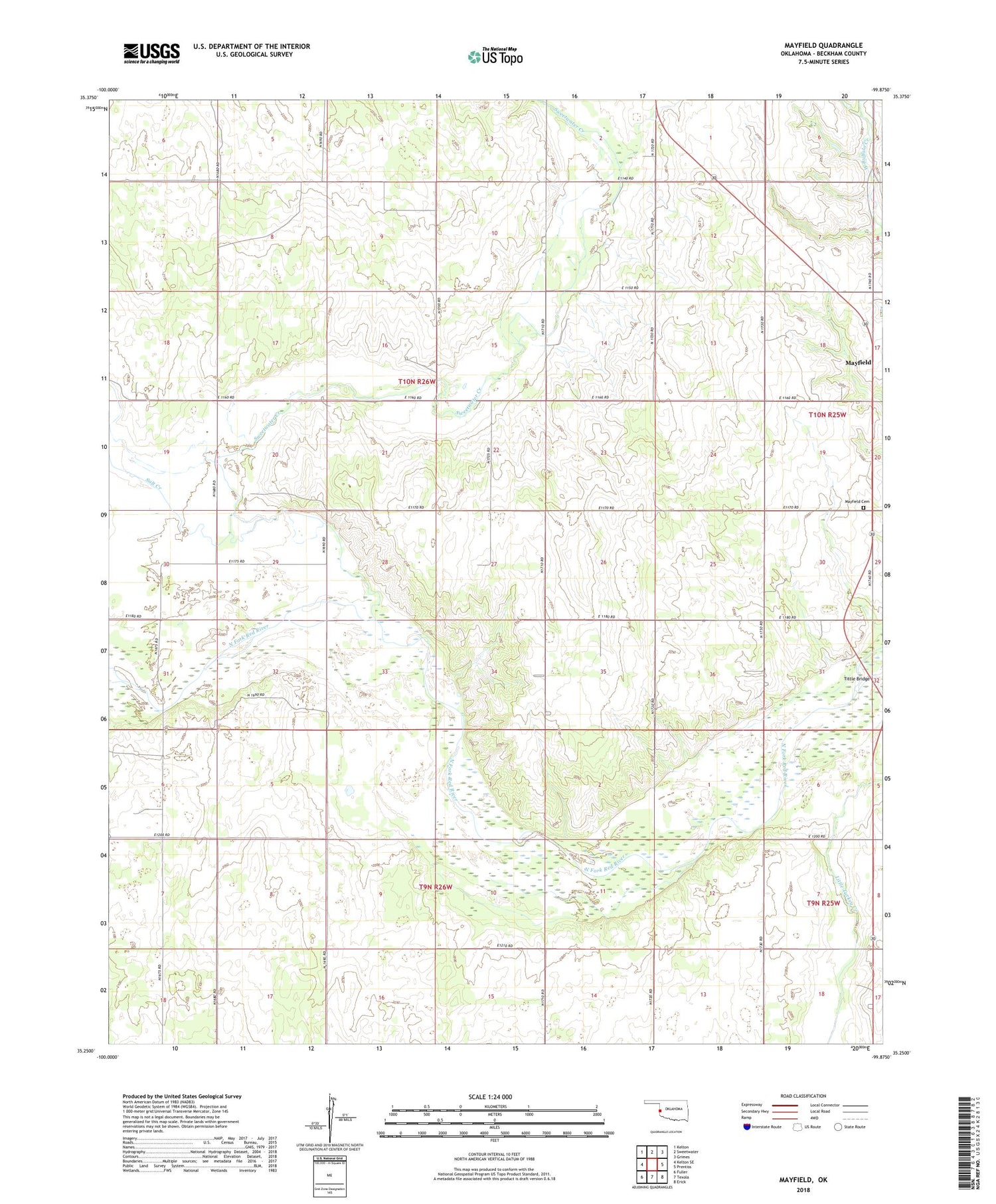 Mayfield Oklahoma US Topo Map Image