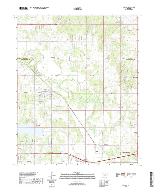 McLoud Oklahoma US Topo Map Image