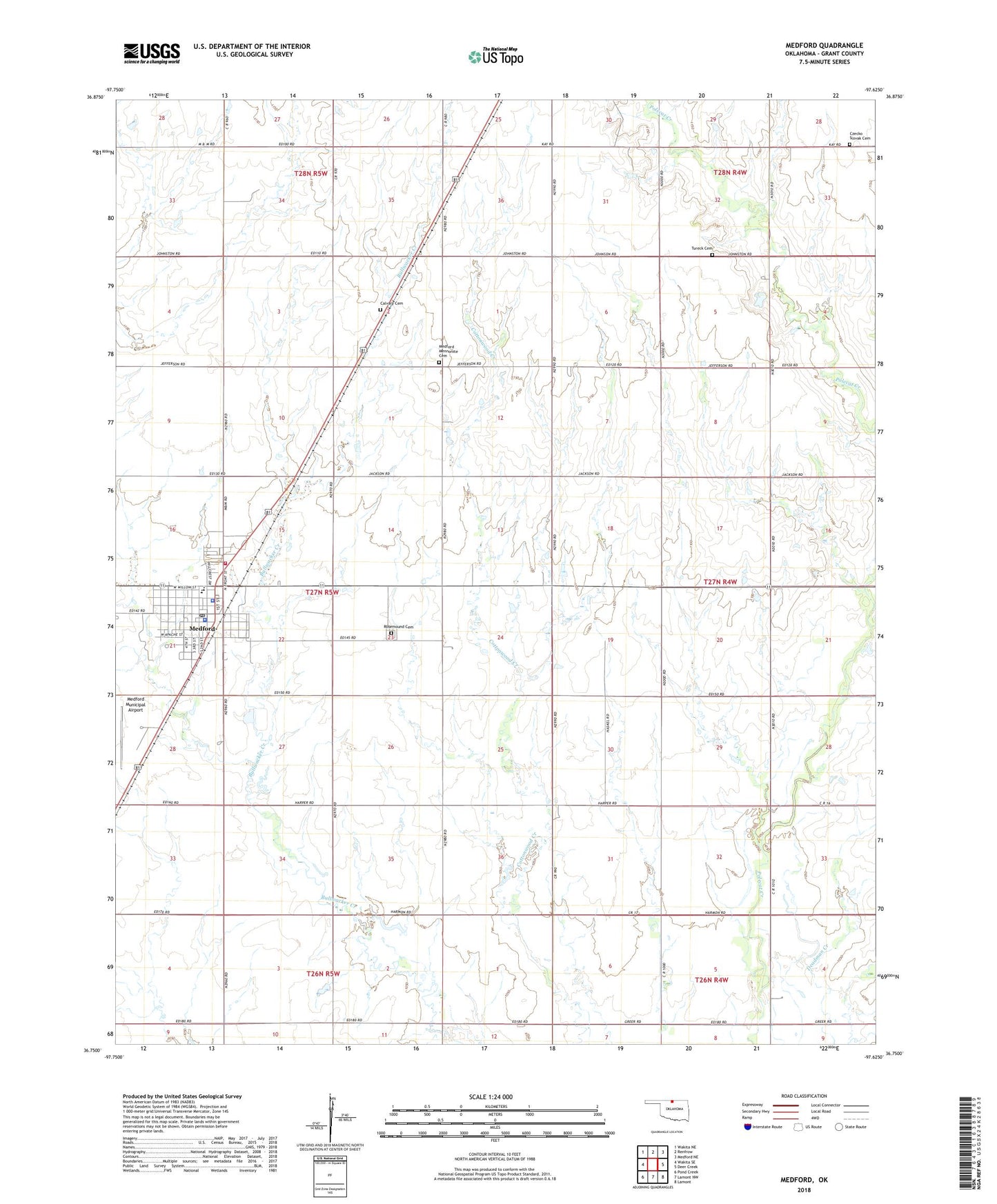 Medford Oklahoma US Topo Map Image