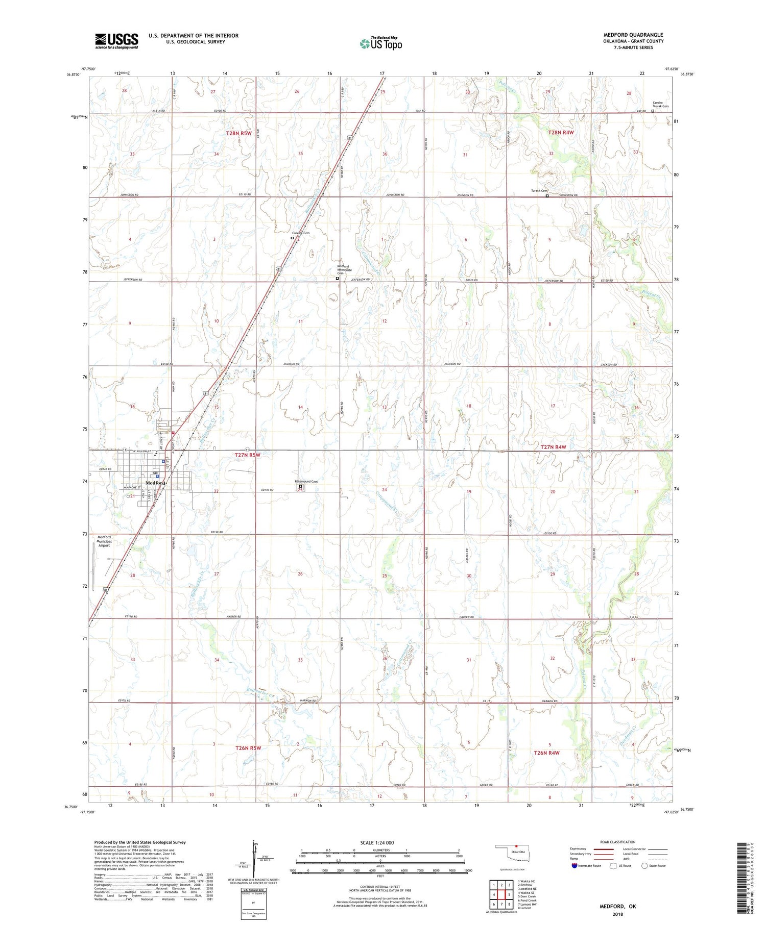 Medford Oklahoma US Topo Map Image