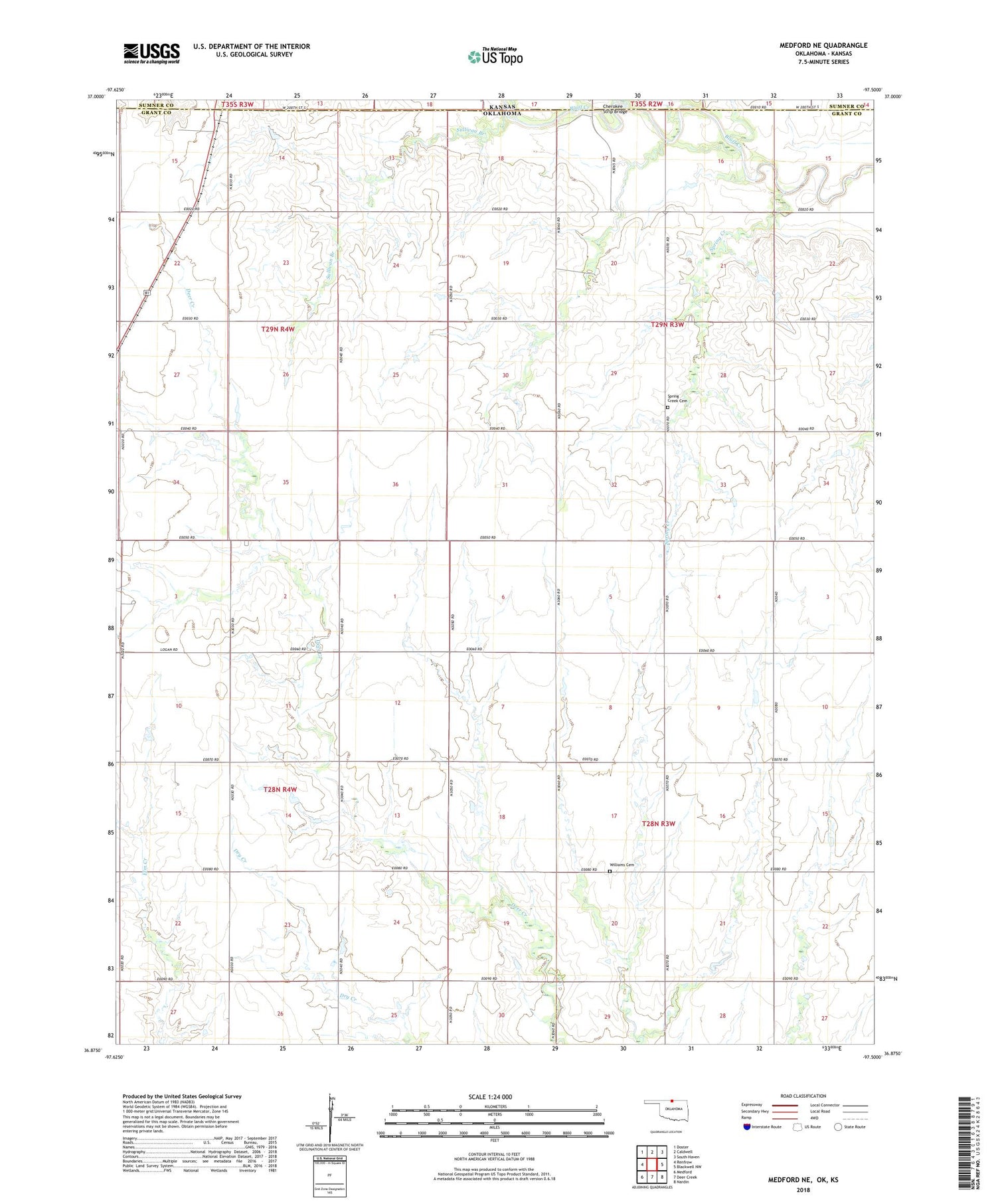 Medford NE Oklahoma US Topo Map Image